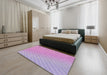 Machine Washable Transitional Mauve Purple Rug in a Bedroom, wshpat1039