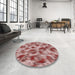Round Machine Washable Transitional Brown Red Rug in a Office, wshpat103