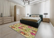 Patterned Light Brown Rug in a Bedroom, pat104brn