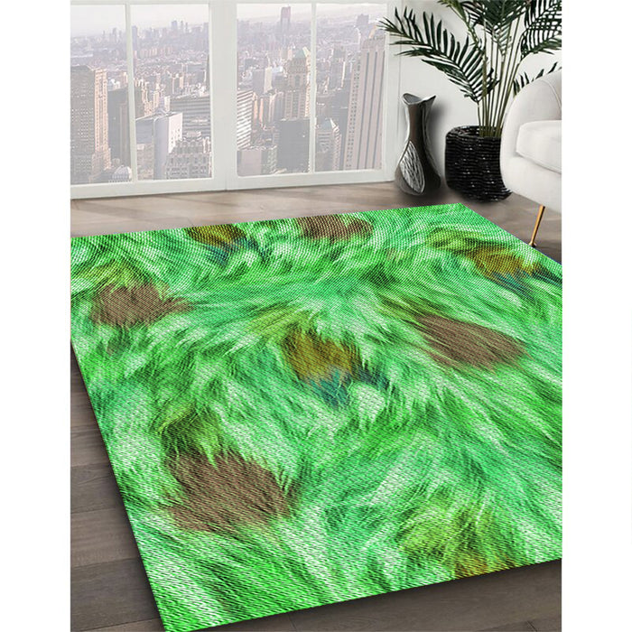 Patterned Dark Lime Green Rug in Family Room, pat104grn