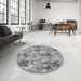 Round Patterned Cloud Gray Rug in a Office, pat104gry