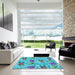 Machine Washable Transitional Blue Ivy Blue Rug in a Kitchen, wshpat104lblu