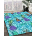 Patterned Blue Ivy Blue Rug in Family Room, pat104lblu