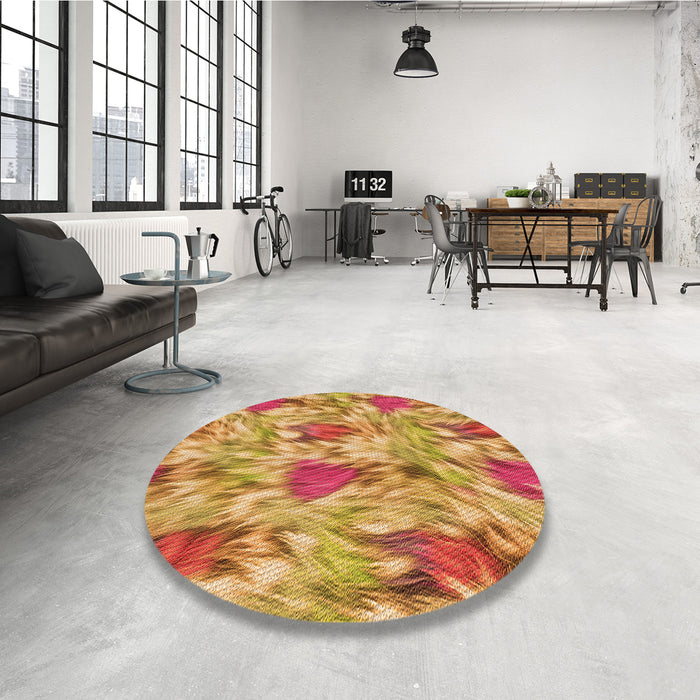 Round Patterned Red Rug in a Office, pat104org