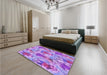 Patterned Bright Lilac Purple Rug in a Bedroom, pat104pur