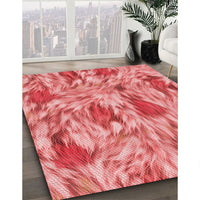 Patterned Ruby Red Rug, pat104rd