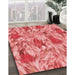 Patterned Ruby Red Rug in Family Room, pat104rd