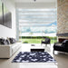 Square Patterned Night Blue Rug in a Living Room, pat1040blu