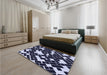 Patterned Night Blue Rug in a Bedroom, pat1040blu