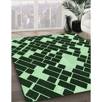 Patterned Black Rug, pat1040grn