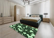 Patterned Black Rug in a Bedroom, pat1040grn