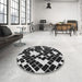 Round Patterned Cloud Gray Rug in a Office, pat1040gry