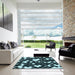 Square Patterned Tiffany Blue Rug in a Living Room, pat1040lblu