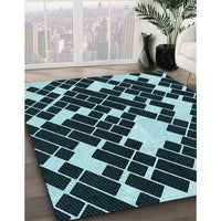 Patterned Tiffany Blue Rug, pat1040lblu