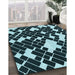 Machine Washable Transitional Tiffany Blue Rug in a Family Room, wshpat1040lblu