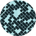 Square Patterned Tiffany Blue Rug, pat1040lblu