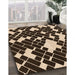 Patterned Black Brown Rug in Family Room, pat1040org