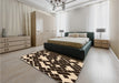 Patterned Black Brown Rug in a Bedroom, pat1040org