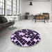 Round Patterned Bright Lilac Purple Rug in a Office, pat1040pur