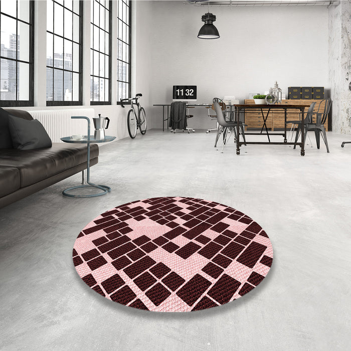 Round Patterned Chocolate Brown Rug in a Office, pat1040rd