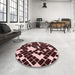 Round Patterned Chocolate Brown Rug in a Office, pat1040rd