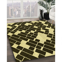 Patterned Metallic Gold Rug, pat1040yw