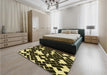 Patterned Metallic Gold Rug in a Bedroom, pat1040yw