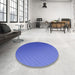 Round Patterned Light Slate Blue Rug in a Office, pat1041blu