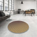 Round Patterned Copper Brown Rug in a Office, pat1041brn