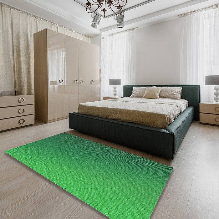 Patterned Forest Green Rug in a Bedroom, pat1041grn