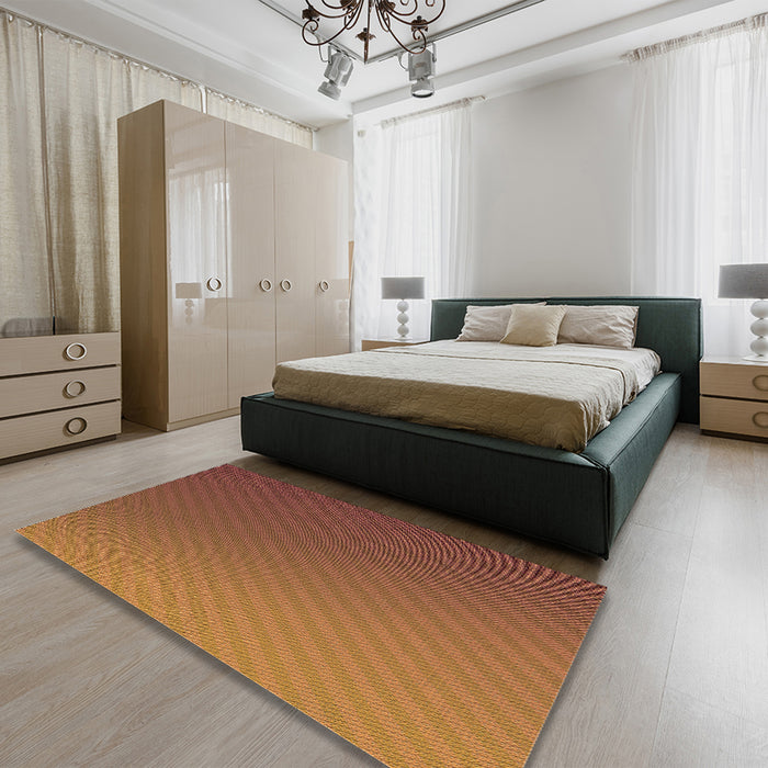Patterned Orange Rug in a Bedroom, pat1041org