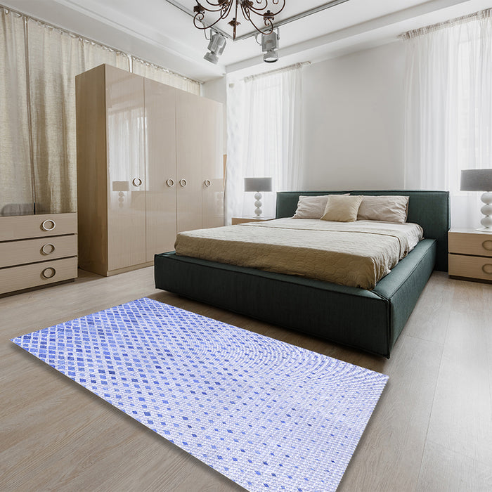 Patterned Lavender Blue Rug in a Bedroom, pat1042blu