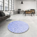 Round Patterned Lavender Blue Rug in a Office, pat1042blu