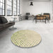 Round Patterned Pale Golden Gold Rug in a Office, pat1042brn