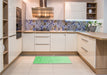 Patterned Green Rug in a Kitchen, pat1042grn