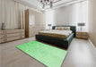 Patterned Green Rug in a Bedroom, pat1042grn