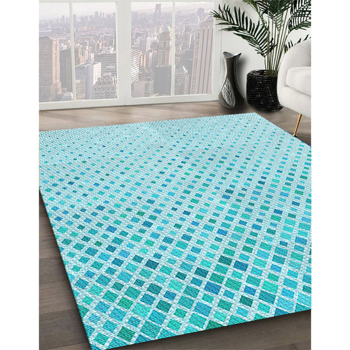 Machine Washable Transitional Diamond Blue Rug in a Family Room, wshpat1042lblu
