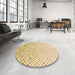 Round Patterned Golden Blonde Gold Rug in a Office, pat1042org