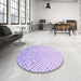 Round Patterned Purple Mimosa Purple Rug in a Office, pat1042pur