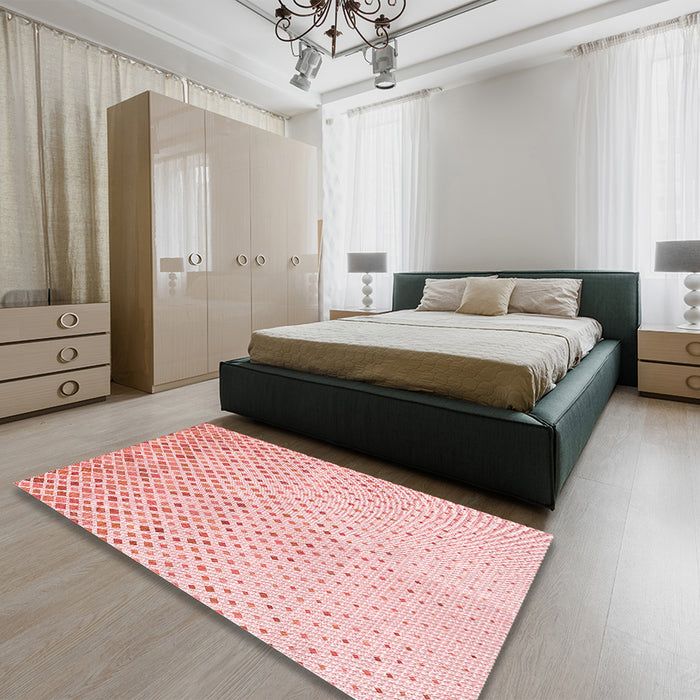 Patterned Light Rose Pink Rug in a Bedroom, pat1042rd