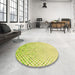 Round Patterned Tea Green Rug in a Office, pat1042yw