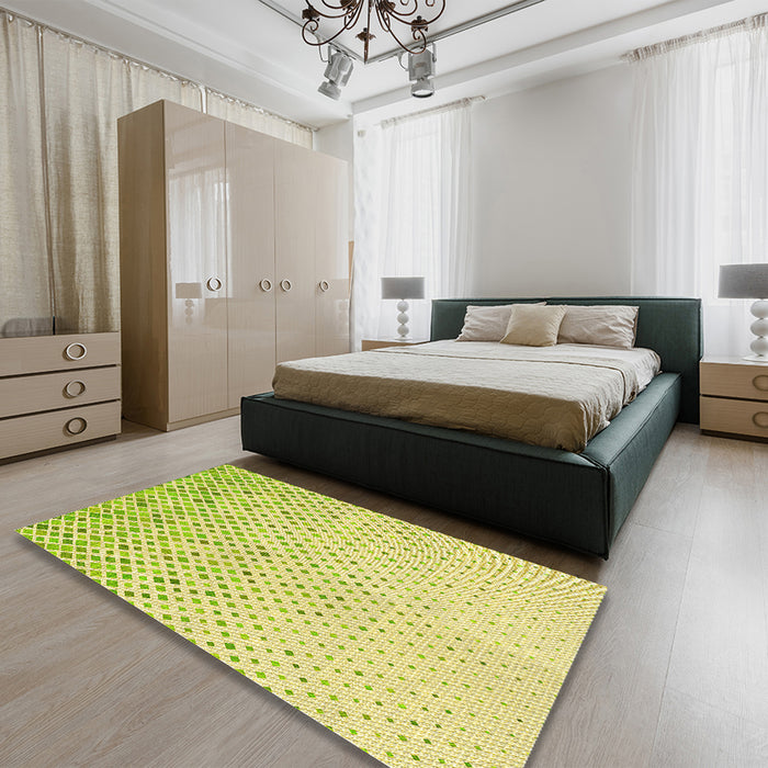 Round Machine Washable Transitional Tea Green Rug in a Office, wshpat1042yw