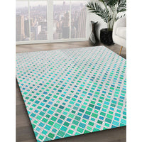 Patterned Pale Turquoise Blue Novelty Rug, pat1042