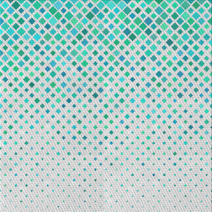 Square Patterned Pale Turquoise Blue Novelty Rug, pat1042