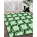 Patterned Mint Green Rug in Family Room, pat1043grn