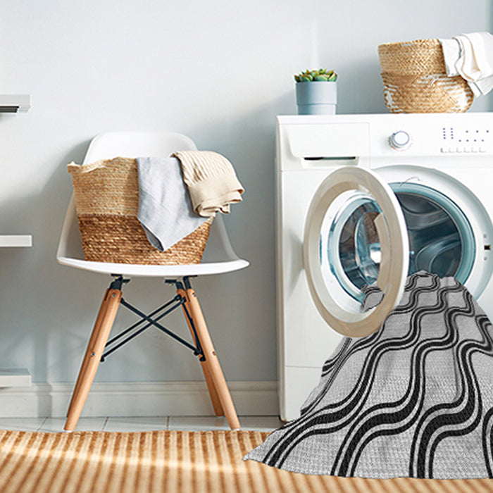 Machine Washable Transitional Platinum Gray Rug in a Washing Machine, wshpat1043gry