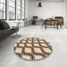 Round Patterned Golden Blonde Gold Rug in a Office, pat1043org