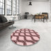 Round Patterned Brown Red Rug in a Office, pat1043rd