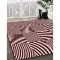 Patterned Deep Rose Pink Rug, pat1044rd