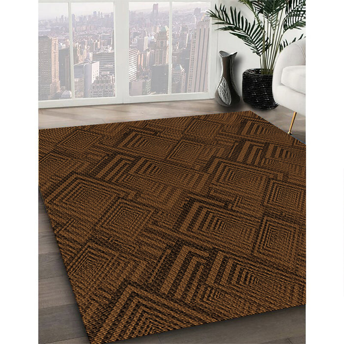 Machine Washable Transitional Saddle Brown Rug in a Family Room, wshpat1045org